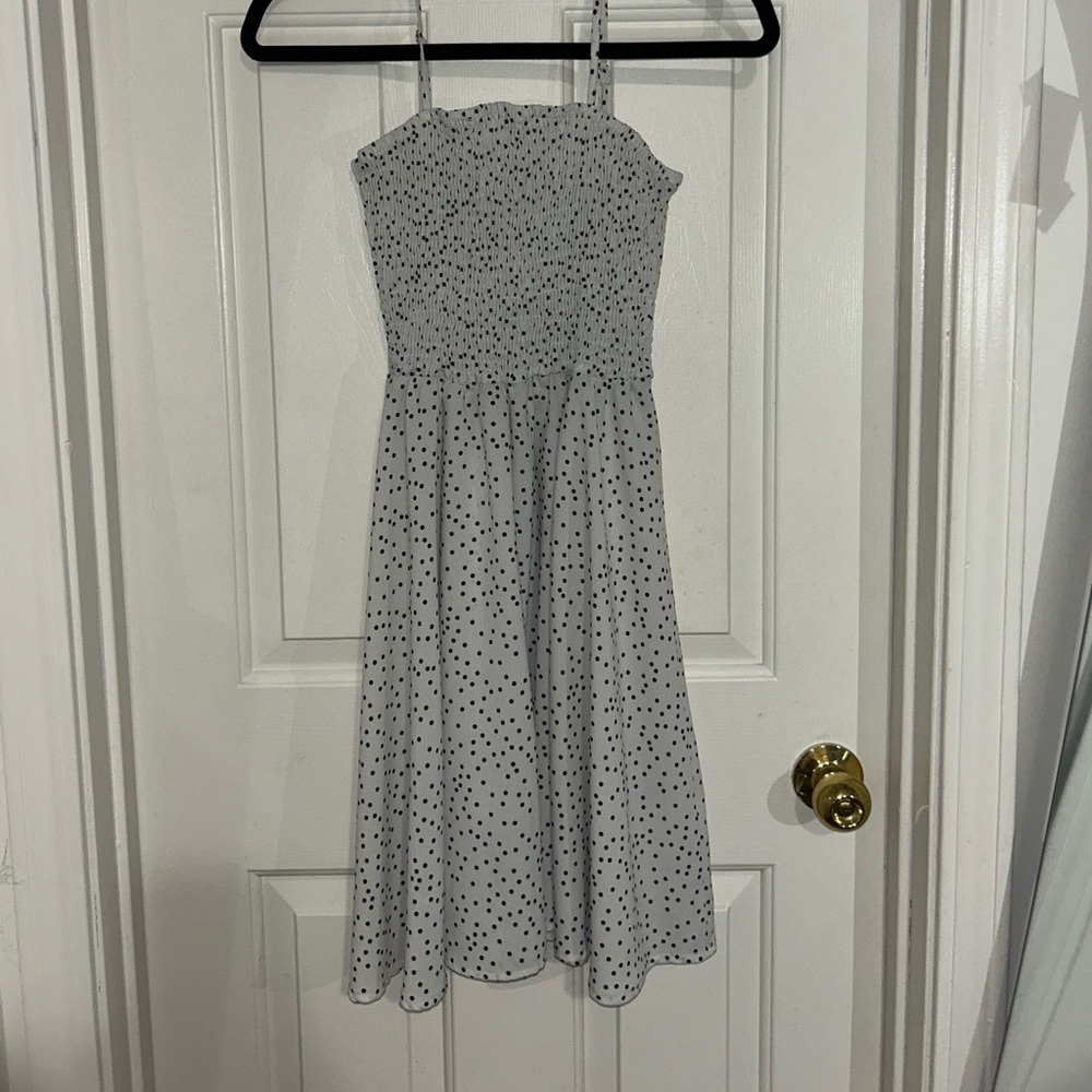 Shein Black and White spotted sundress with adjustable straps and stretchy back